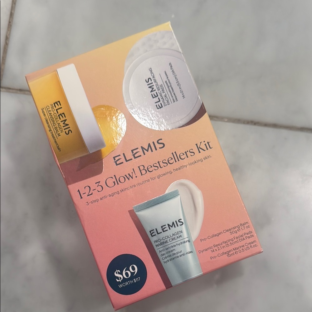 NWT ELEMIS 1-2-3 Glow! Bestsellers Kit - Peach and White